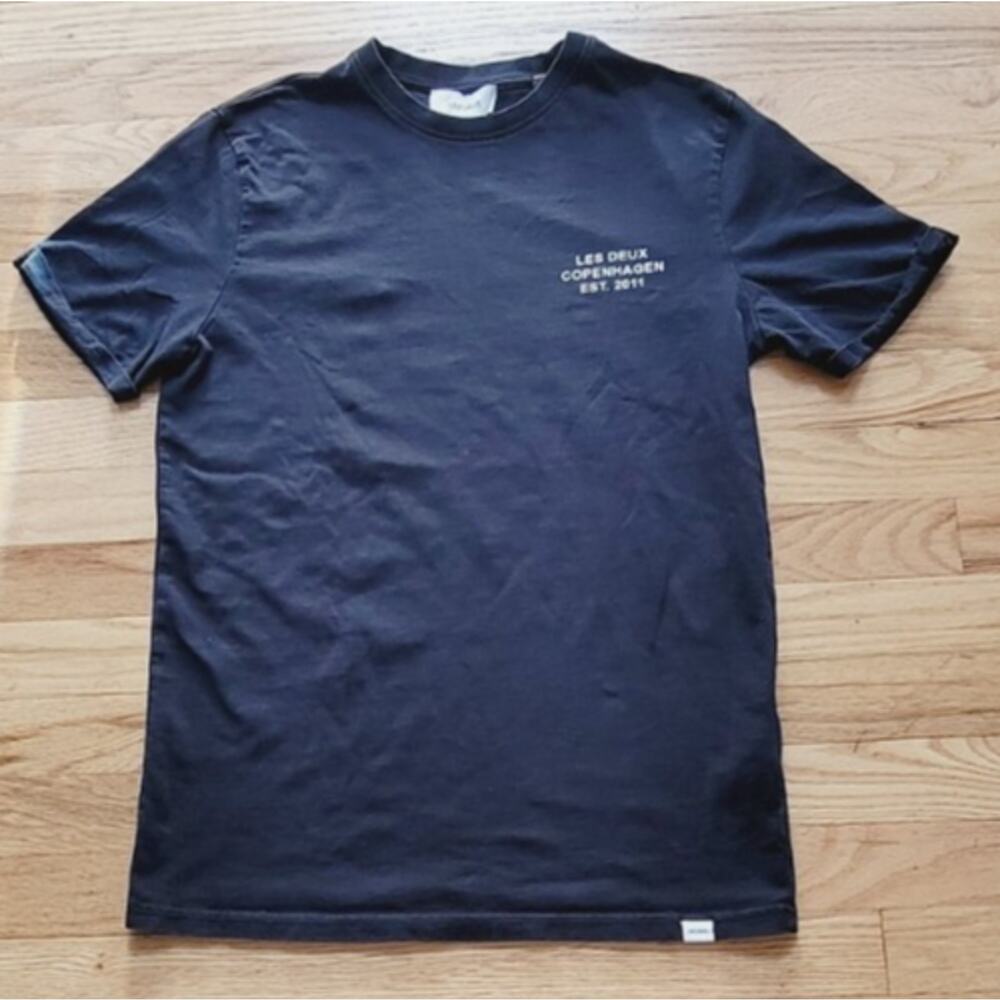 LES DEUX MENS BLACK SHIRT COPENHAGEN EST 2011 SZ S